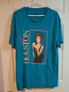 Lee Teal Graphic Tee with Whitney Houston Portrait